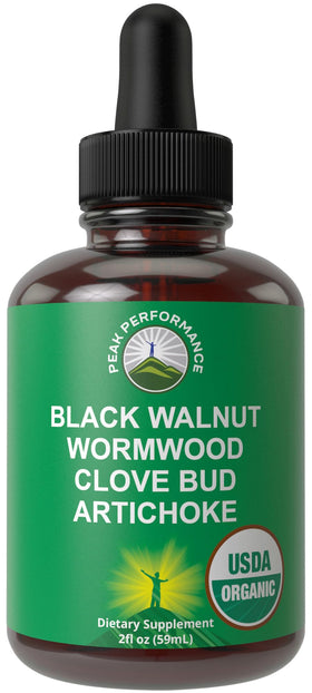 Flacon de gouttes de vermouth noir bio Peak Performance 60 ml