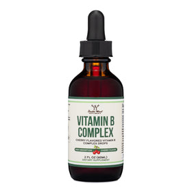 Flacon de gouttes de vitamine B-Complex Double Wood, saveur cerise, vue avant