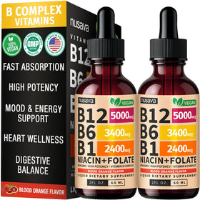 Flacon de gouttes de vitamine B12 NUSAVA 5000mcg, pack de 2