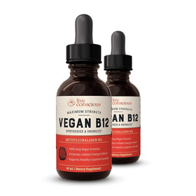 Flacon de gouttes de vitamine B12 végétaliennes Live Conscious 5000mcg
