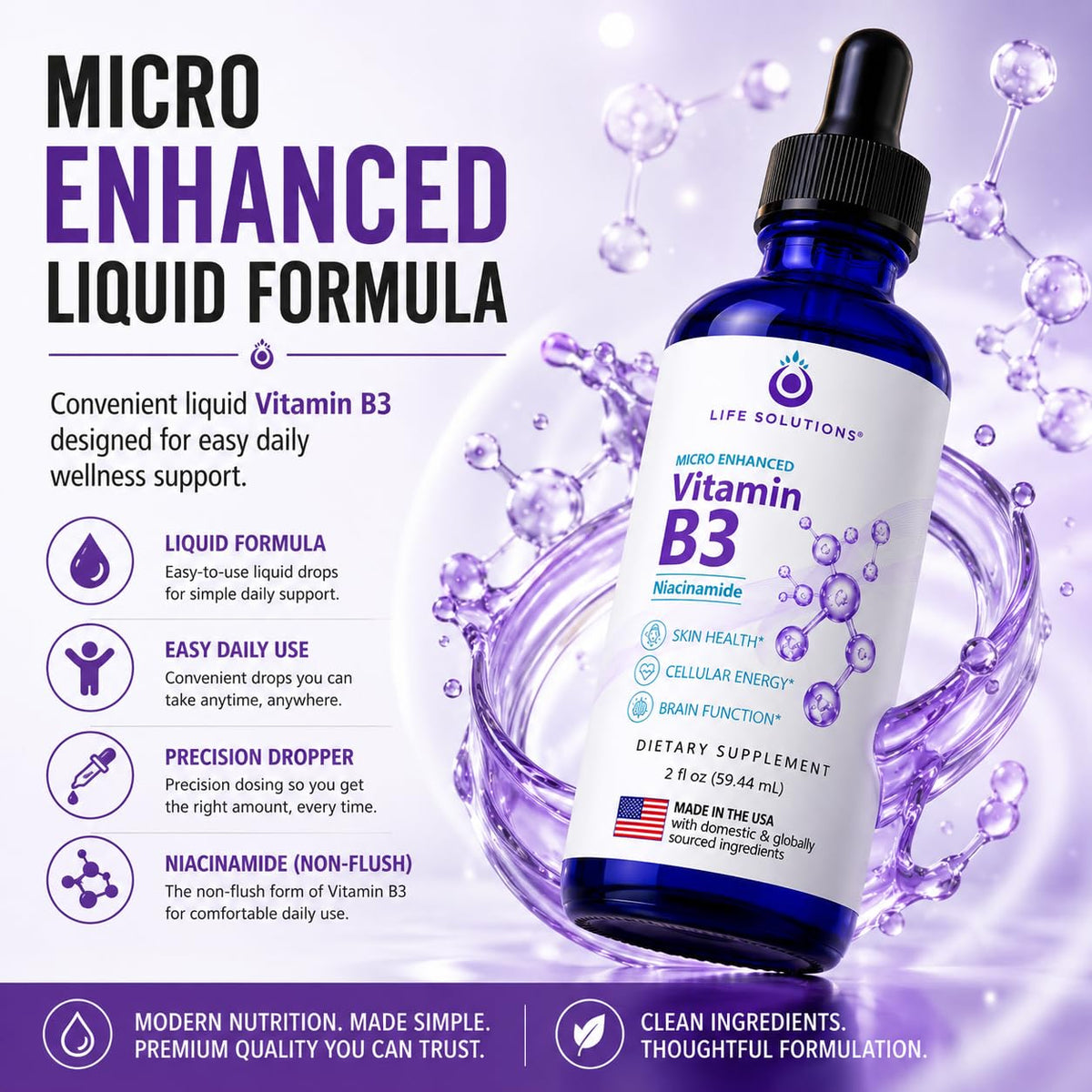 Flacon de Gouttes de Vitamine B3 en milieu naturel