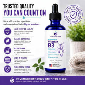 Flacon de Gouttes de Vitamine B3 sur une table