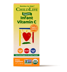 Flacon de Gouttes de Vitamine C Bio CHILDLIFE ESSENTIALS avec étiquette