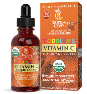 Flacon de gouttes de vitamine C bio Tropical Oasis, 60 doses, goût banane
