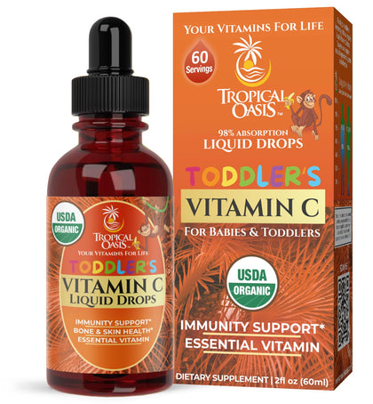Flacon de gouttes de vitamine C bio Tropical Oasis, 60 doses, goût banane