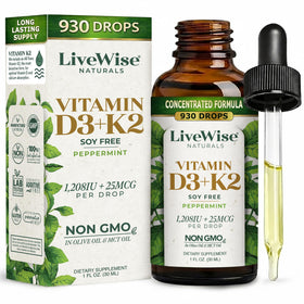 Flacon de gouttes de vitamine D3 K2 Live Wise Naturals 930 doses