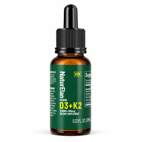 Flacon de gouttes de vitamine D3 K2 NaturElan avec étiquette visible