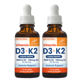Flacon de gouttes de vitamine D3 K2 Sandhu's 5000 IU 120 mcg