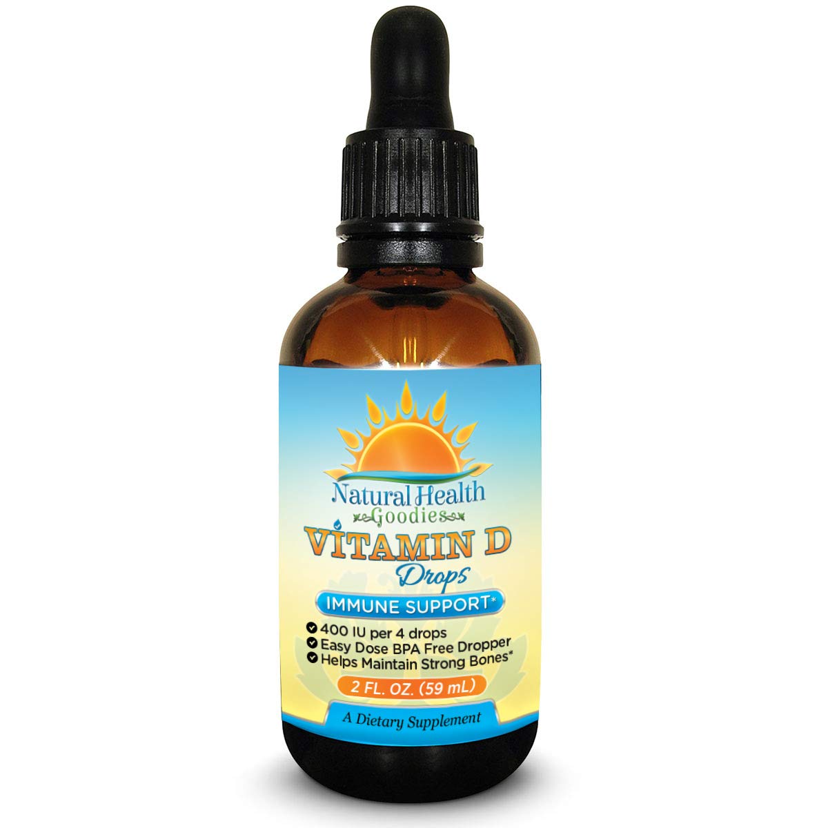 Flacon de gouttes de vitamine D3 Natural Health Goodies 2 oz