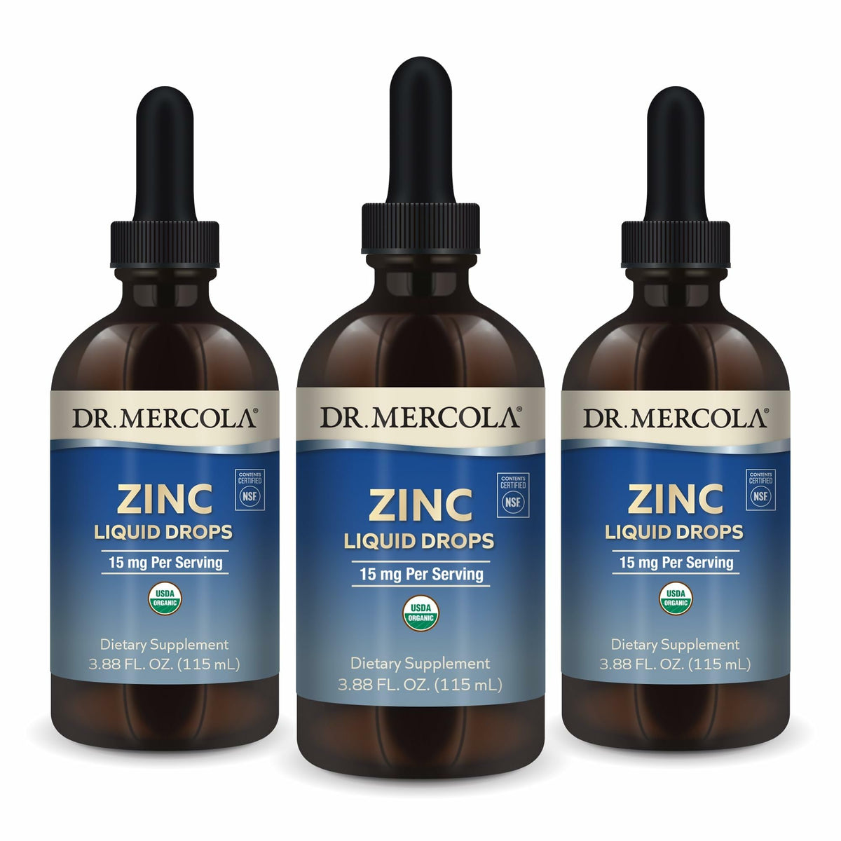 Flacon de gouttes de zinc liquide Dr. Mercola 15 mg 3,88 fl oz