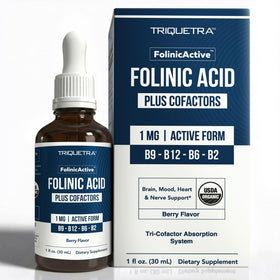 Flacon de gouttes FolinicActive™ de Triquetra Health, vue de face