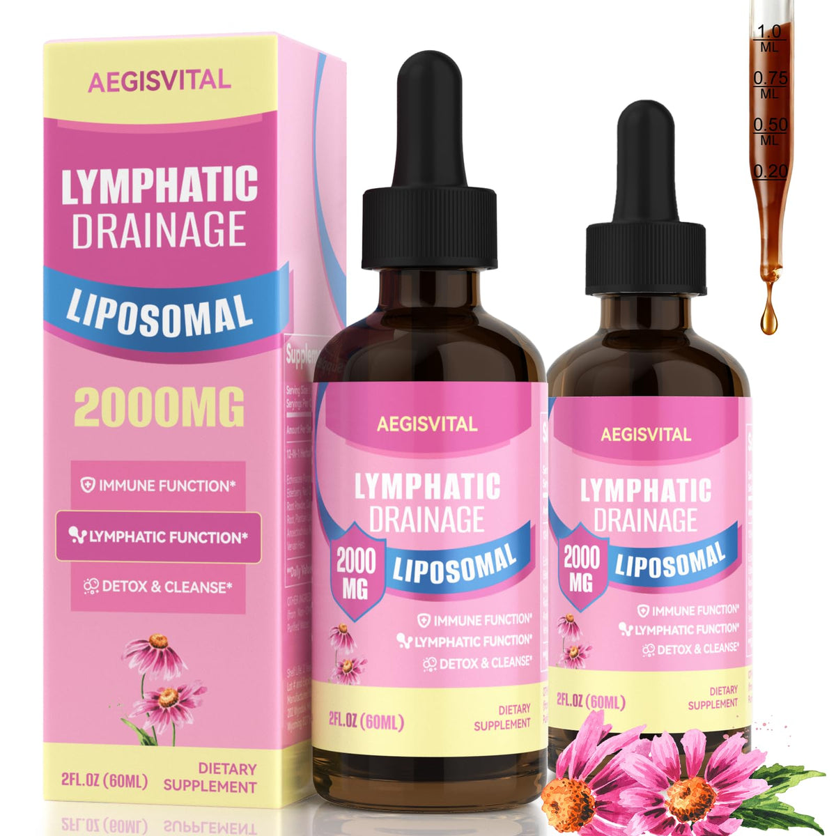 Flacon de gouttes liposomales Aegisvital 120 ml vue avant