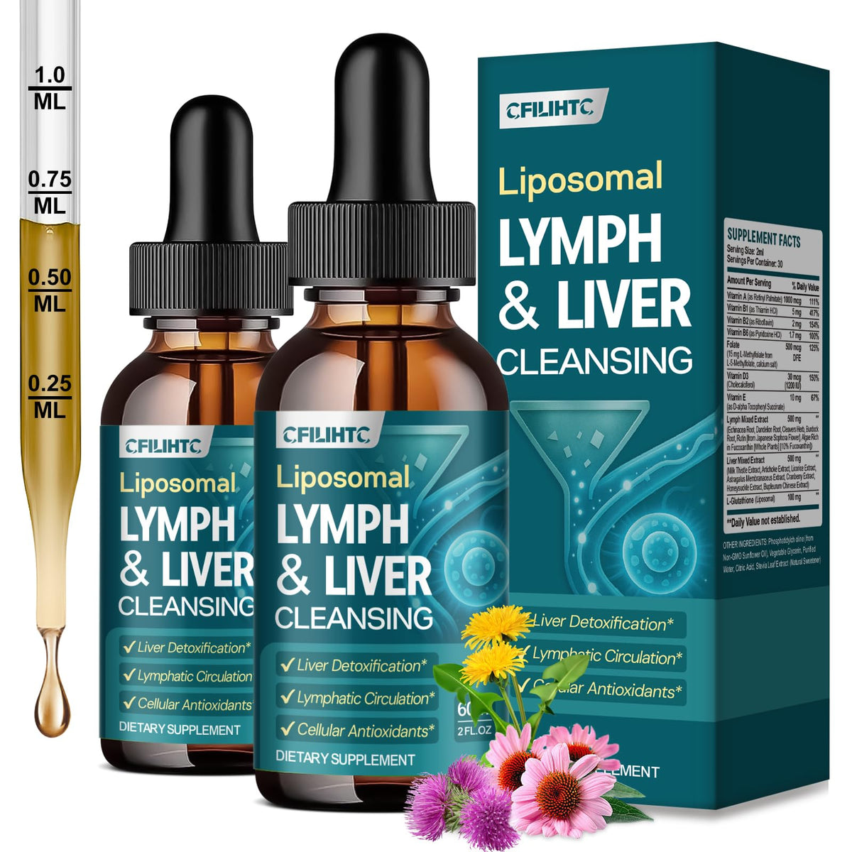 Flacon de gouttes liposomales CFILIHTC 30 ml avec étiquette
