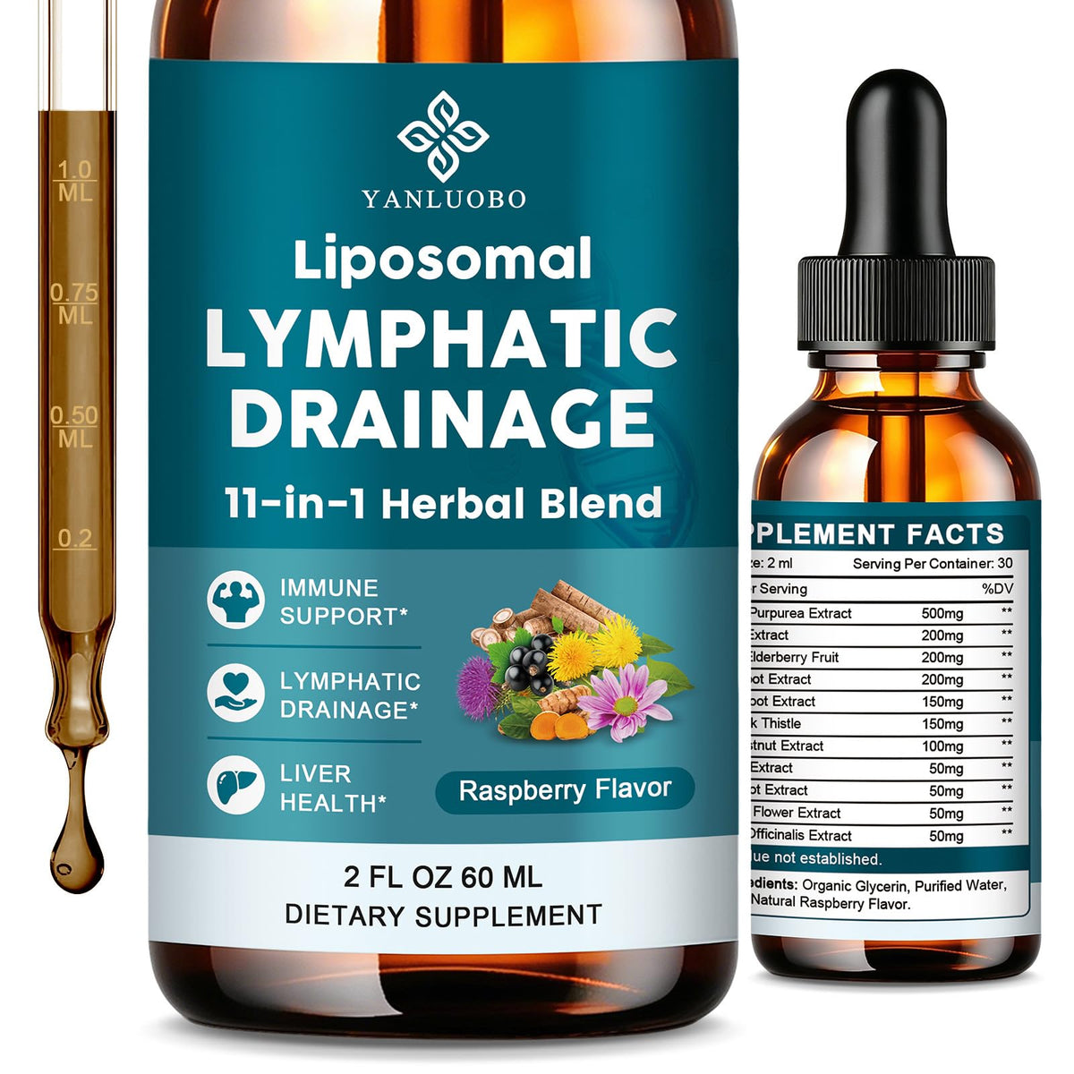 Flacon de gouttes liposomales YANLUOBO 11 en 1 vue avant