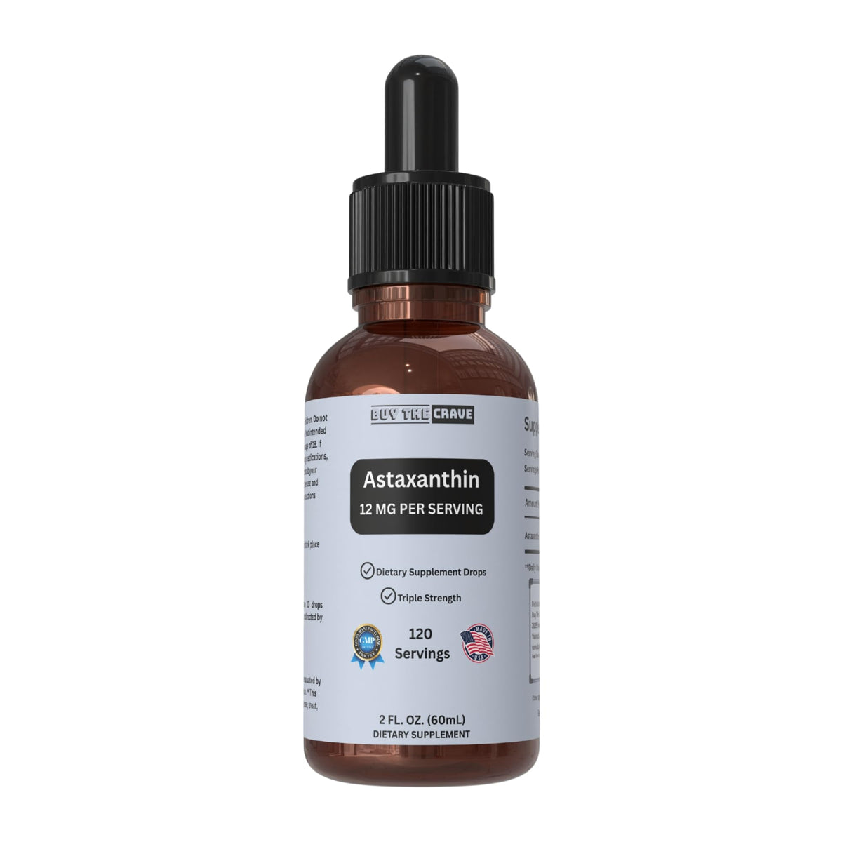 Flacon de gouttes liquides d'Astaxanthin de BUY THE CRAVE, 60ml