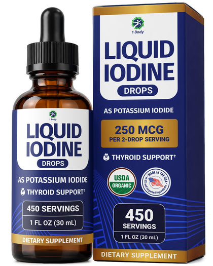 Flacon de gouttes liquides d'iode 1 Body, 30 mL