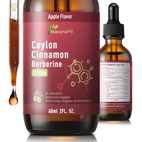 Flacon de gouttes liquides de Cannelle de Ceylan avec Berbérine de MaxuraFit, vue avant