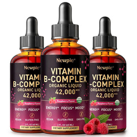 Flacon de gouttes liquides de complexe de vitamines B Newpie vue de face