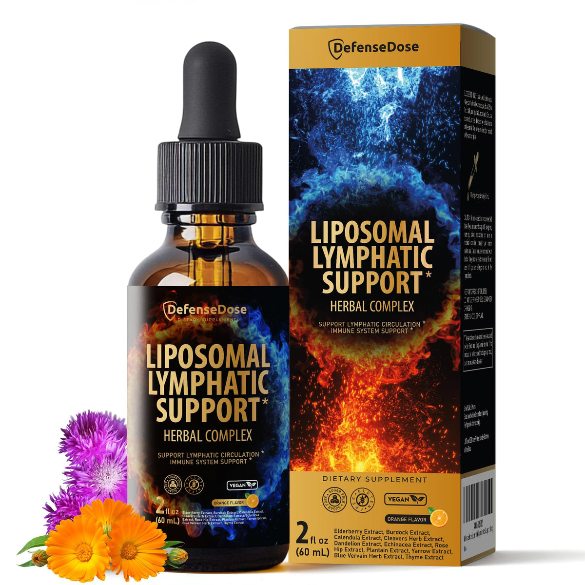 Flacon de Gouttes Liquides de Drainage Lymphatique Defense Dose 60 ml