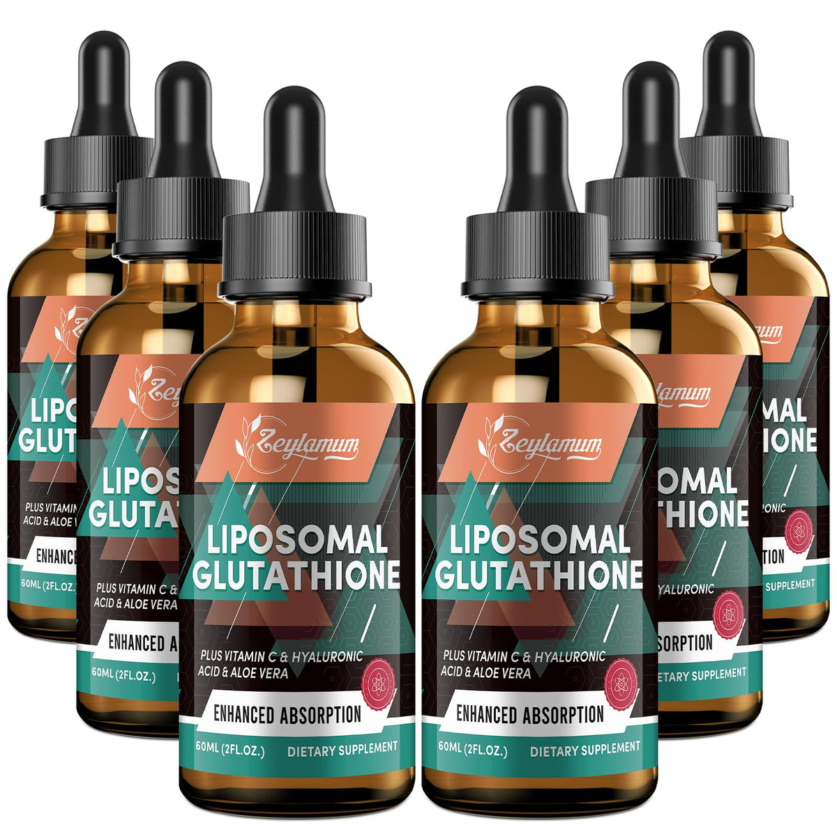 Flacon de gouttes liquides de glutathion liposomal Zeylamum 2000mg vue de face
