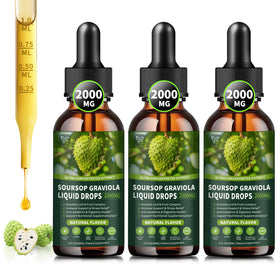 Flacon de gouttes liquides de graviola Hudetex 2000mg avec étiquette