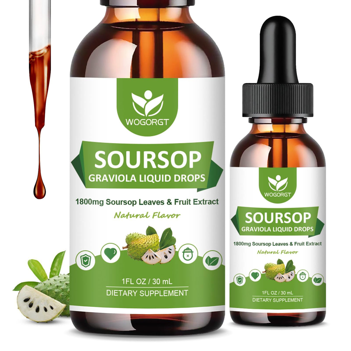 Flacon de gouttes liquides de Graviola Soursop WOGORGT 30mL