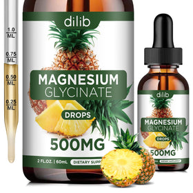 flacon de gouttes liquides de magnésium glycinate Dilib 500 mg
