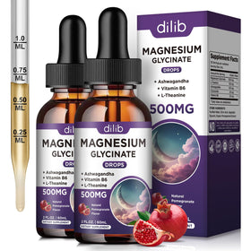 Flacon de gouttes liquides de magnésium glycinate dilib 500 mg, vue avant