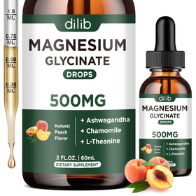 Flacon de gouttes liquides de magnésium glycinate dilib avec étiquette visible