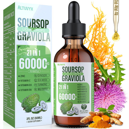 Flacon de gouttes liquides Graviola Altuvyx 2000mg, vue de face