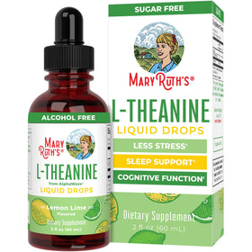 Flacon de gouttes liquides L-Theanine MARYRUTH'S 200mg 30 portions, vue de face