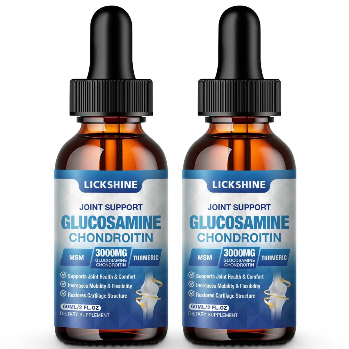 Flacon de gouttes liquides Lickshine Glucosamine Chondroïtine 2000mg