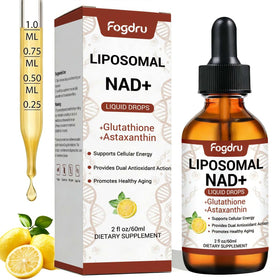 Flacon de gouttes liquides liposomales NAD+ Fogdru de 60ml avec étiquette