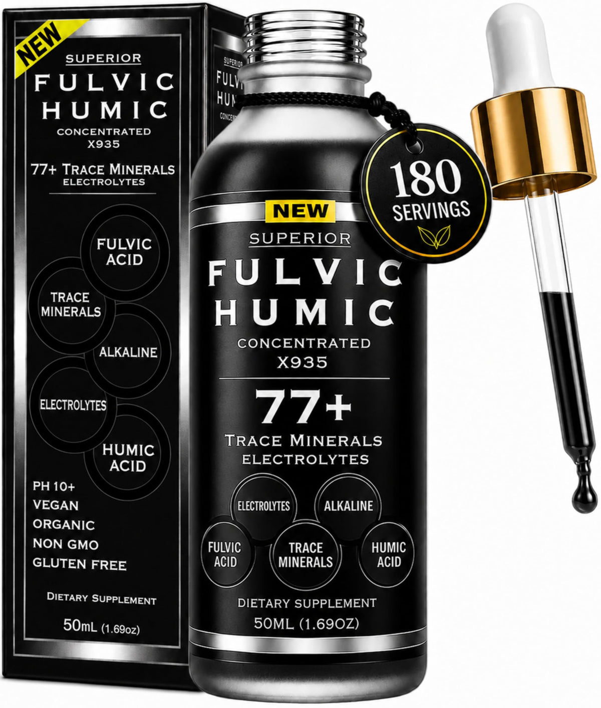 Flacon de gouttes minérales X935 de 50 mL avec étiquette