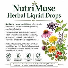 Flacon de Gouttes NutriMuse avec étiquette et dosage recommandé