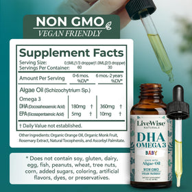 Flacon de Gouttes Omega 3 DHA Vegan avec compte-gouttes