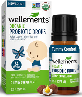 Flacon de gouttes probiotiques bio pour bébé Wellements 0,25 oz