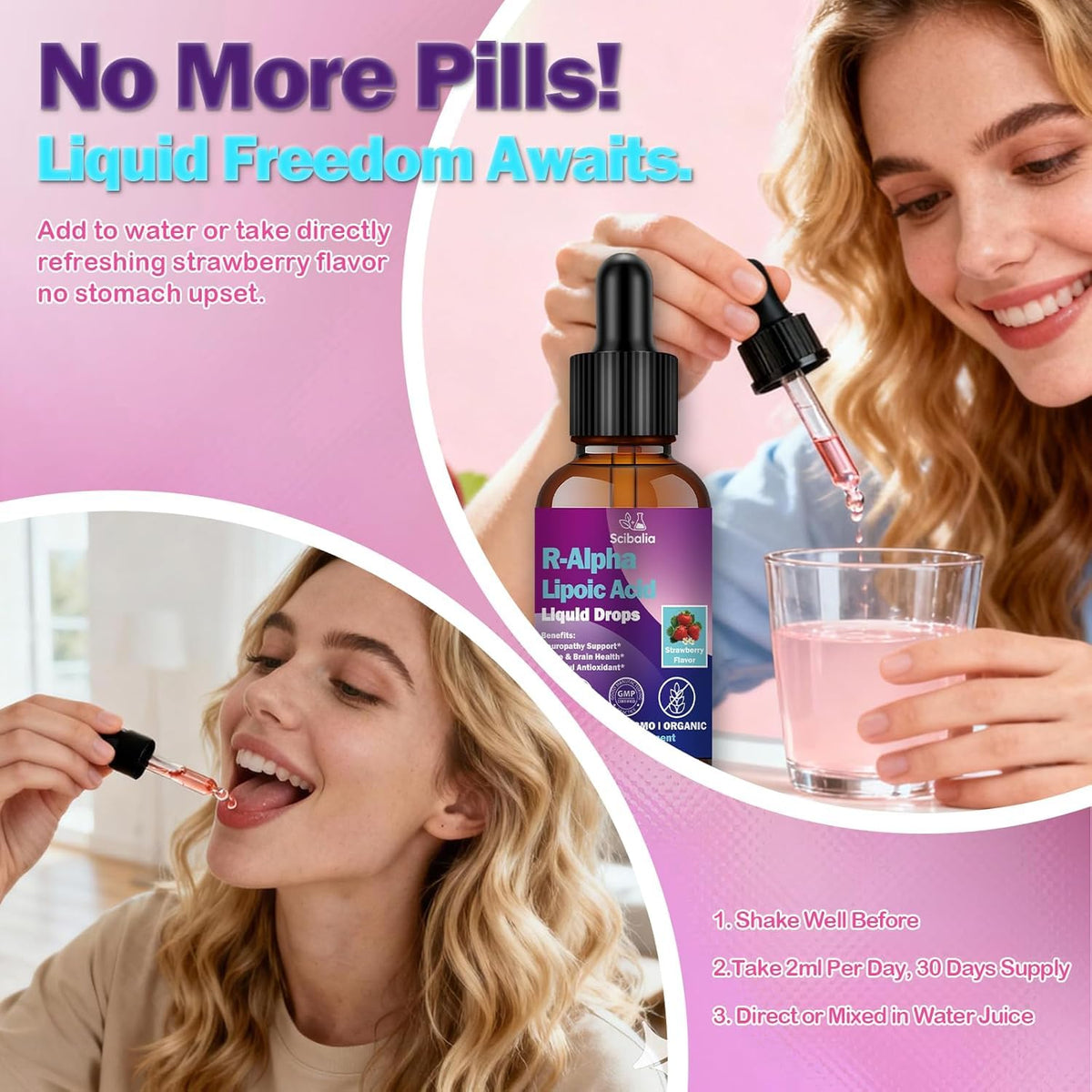 Flacon de gouttes R-Alpha Lipoïque avec dosette de mesure