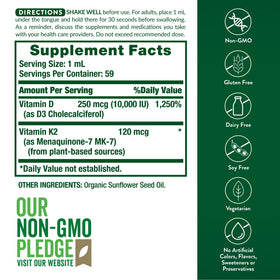 Flacon de gouttes Vitamine D3 K2 Nature's Truth avec compte-gouttes