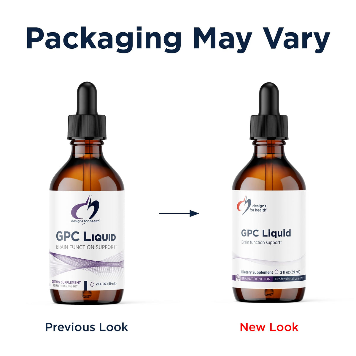 Flacon de GPC Liquide 600mg Designs for Health sur fond blanc