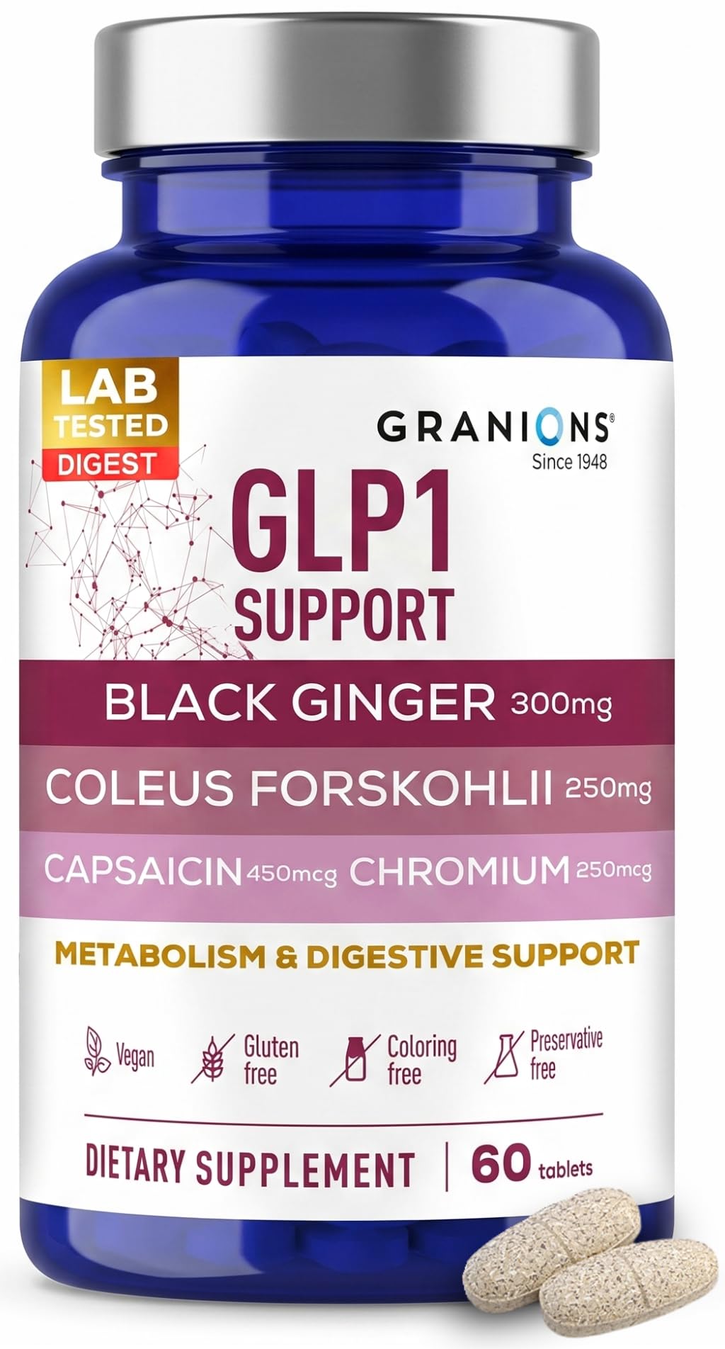 Flacon de Granions GLP-1 Complément Alimentaire 60 Comprimés