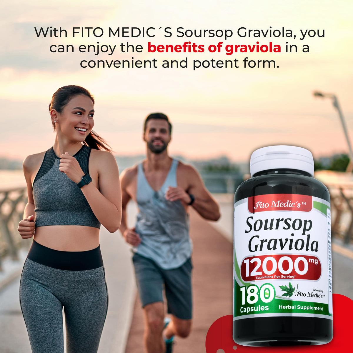 Flacon de Graviola avec étiquette et dosage