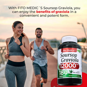 Flacon de Graviola avec étiquette et dosage