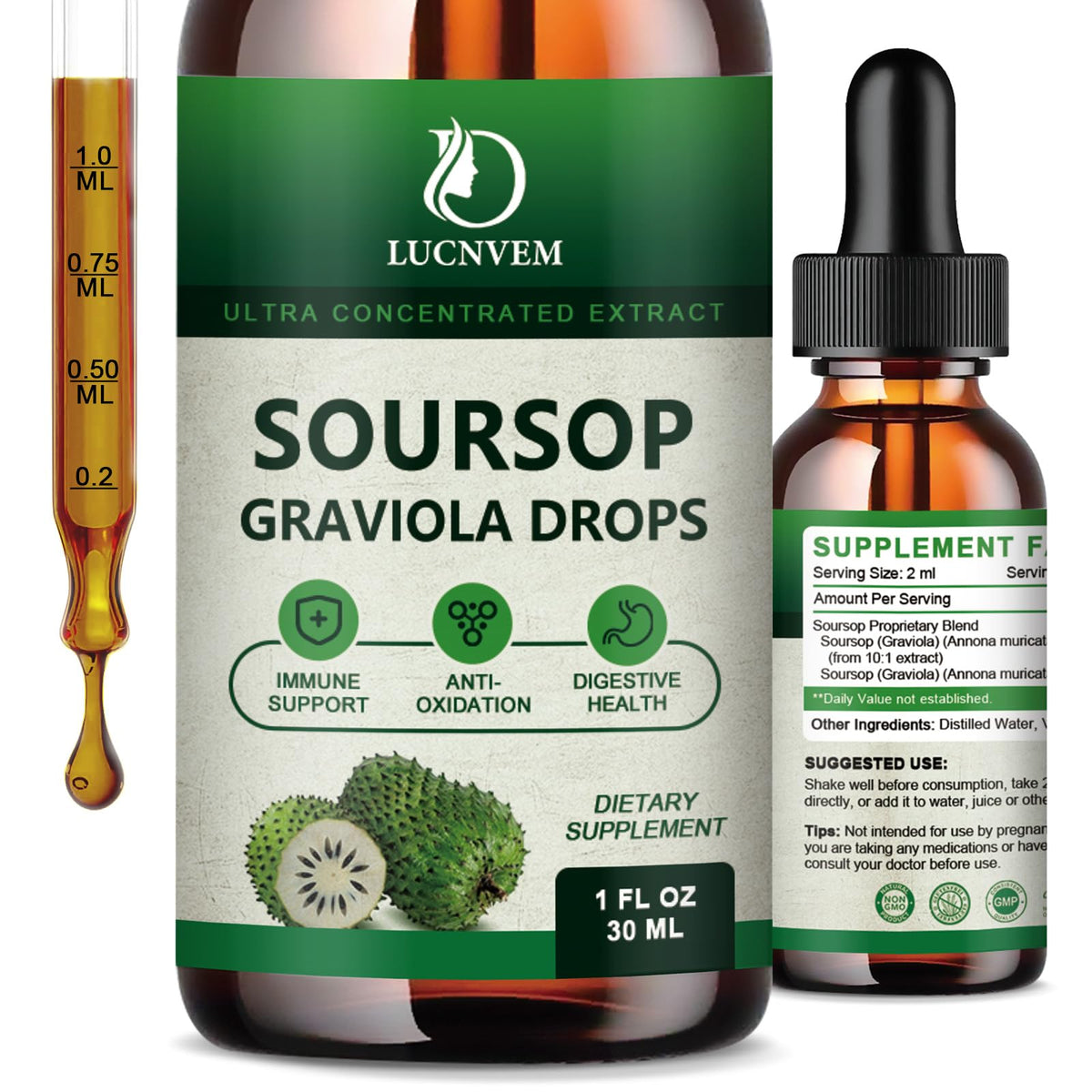 Flacon de Graviola Soursop Bitters LUCNVEM 120 ml vue de face