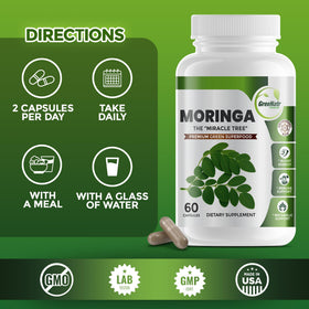 Flacon de GreeNatr Moringa avec étiquette visible