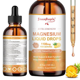 Flacon de GREENPEOPLE Magnésium Glycinate Liquide 400mg vue de face