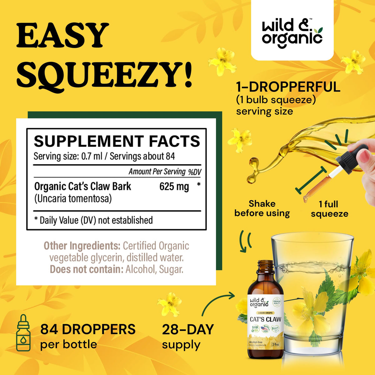 Flacon de Griffe de Chat Wild & Organic avec goutte à goutte
