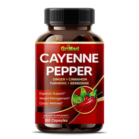 Flacon de GriMed Poivre de Cayenne 150 capsules vue de face
