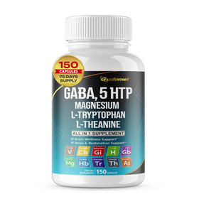 Flacon de GUDOMET GABA 5-HTP 150 capsules vue de face