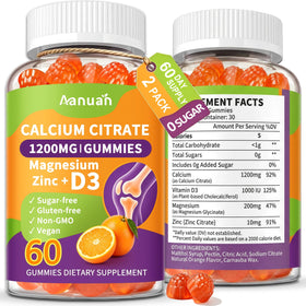 Flacon de gummies Aanuan Calcium Citrate 600mg avec étiquette